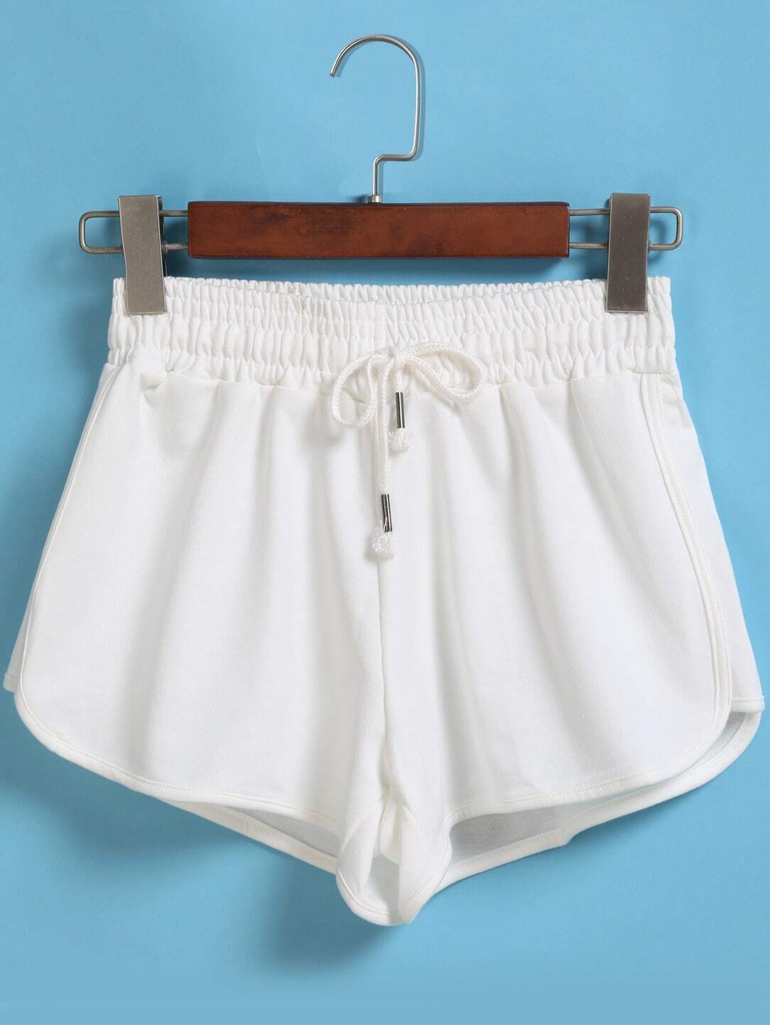 White Drawstring Waist Shorts SheIn(Sheinside)