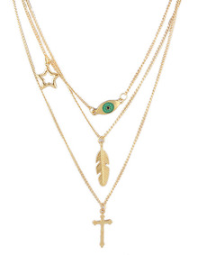 Three Layers Gold Plated Chain Necklace