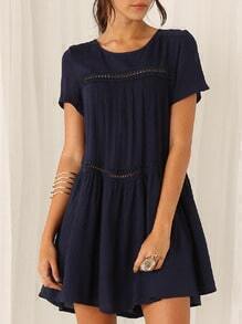 Navy Short Sleeve Shift Dress