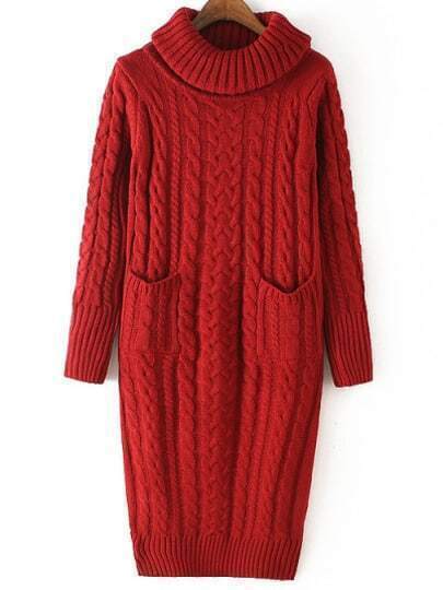 red cable sweater dress