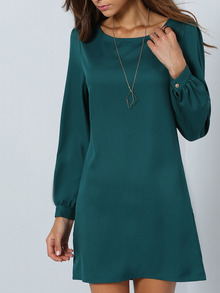 Army Green Long Sleeve Casual Dress