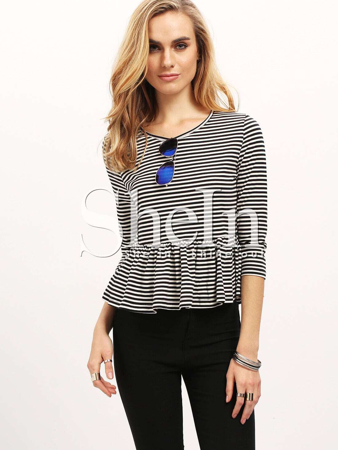 White Striped Flounce T-Shirt