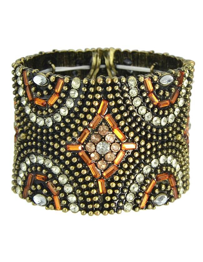 Gold Crystal Bead Bracelet SheIn(Sheinside)