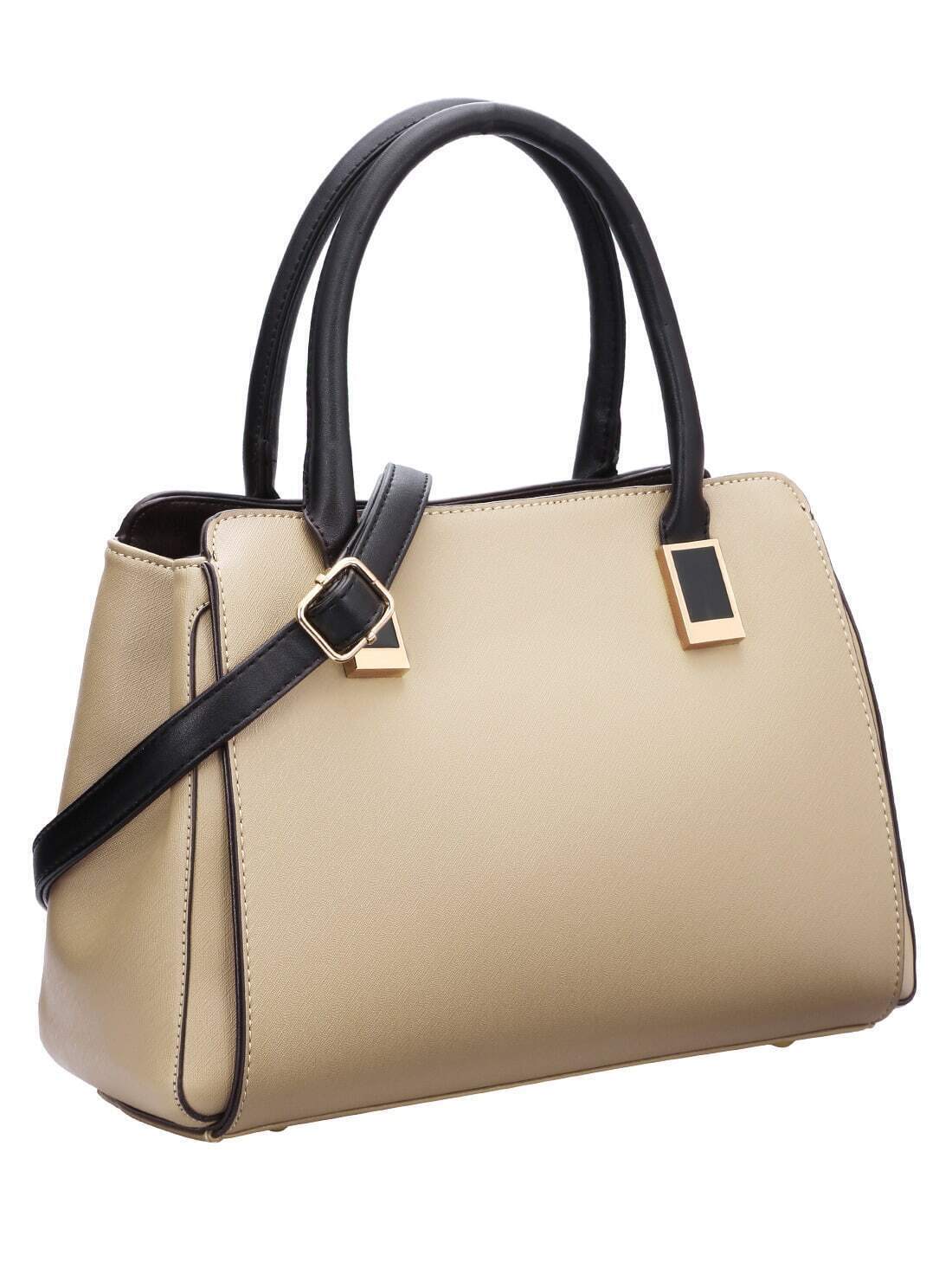 Khaki Metallic Embellished PU Tote Bag SheIn(Sheinside)