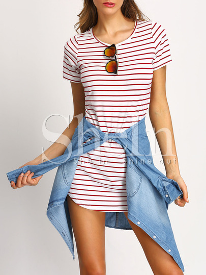 White Striped Shift Dress White Striped Shift Dress pictures