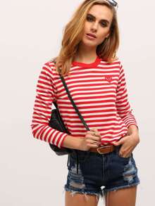 Red White Long Sleeve Striped T-Shirt