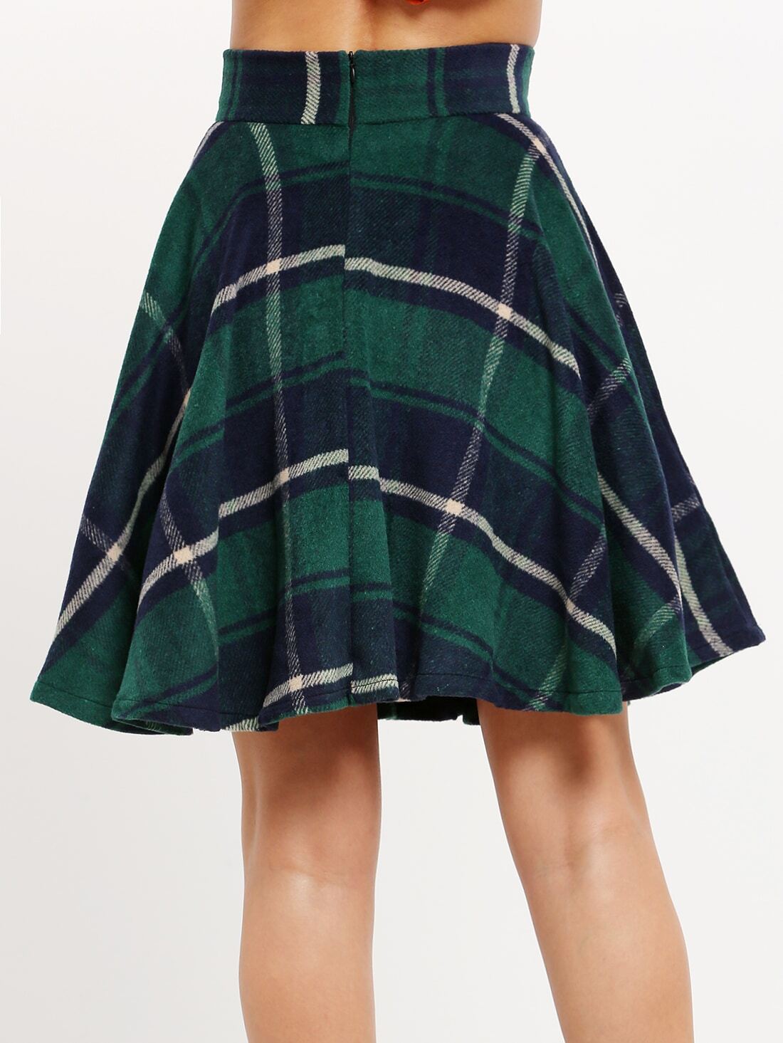 Green High Waist Checkered Skirt SheIn(Sheinside)