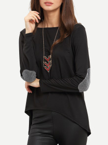 Dip Hem Glitter Elbow Tee