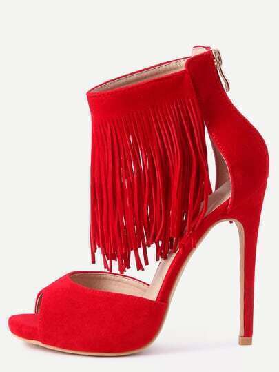 red fringe heels