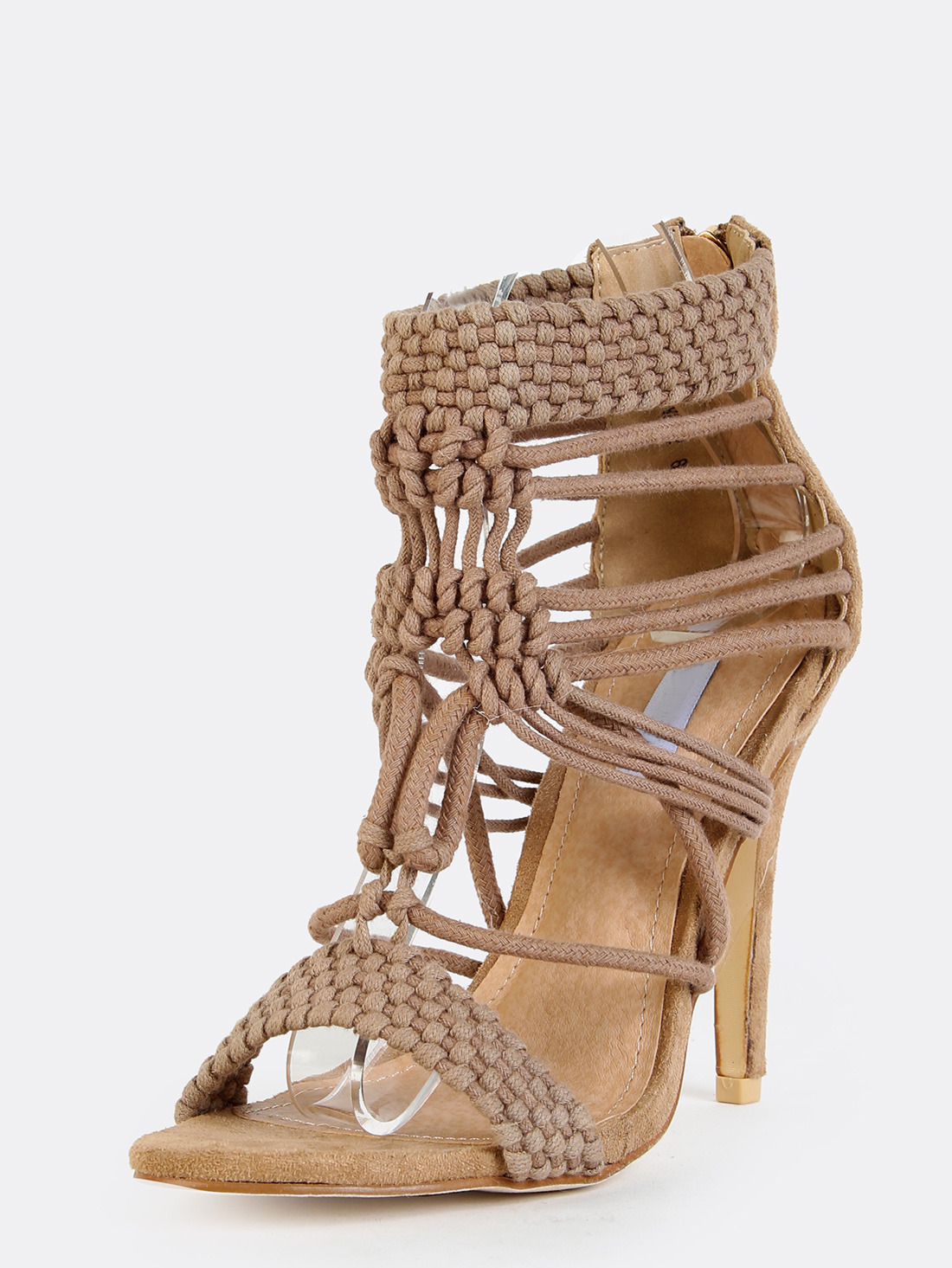 braided nude heels