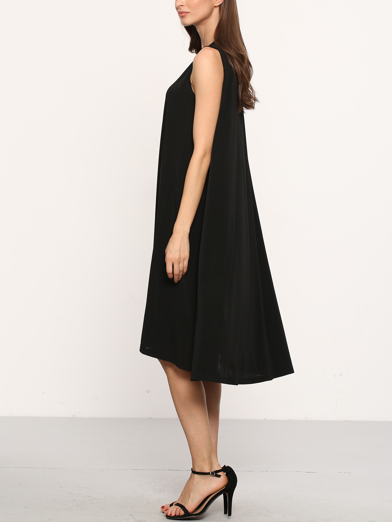 Black Sleeveless Shift Dress SheIn(Sheinside)