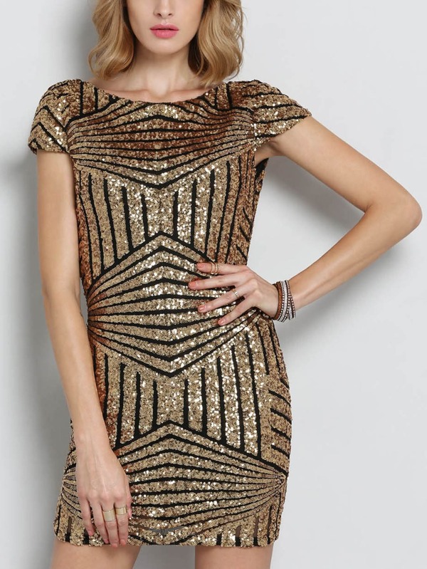 Cap Sleeve Sequin Dress