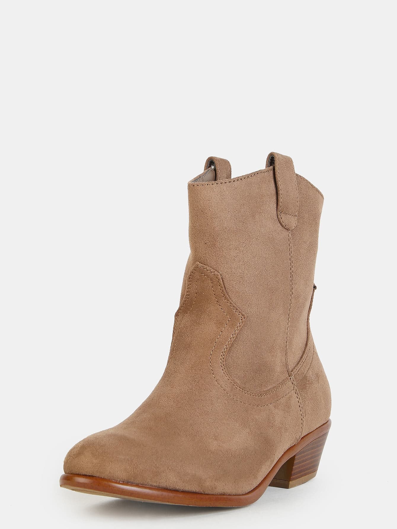 Faux Suede Cowboy Ankle Boots TAUPE SheIn(Sheinside)