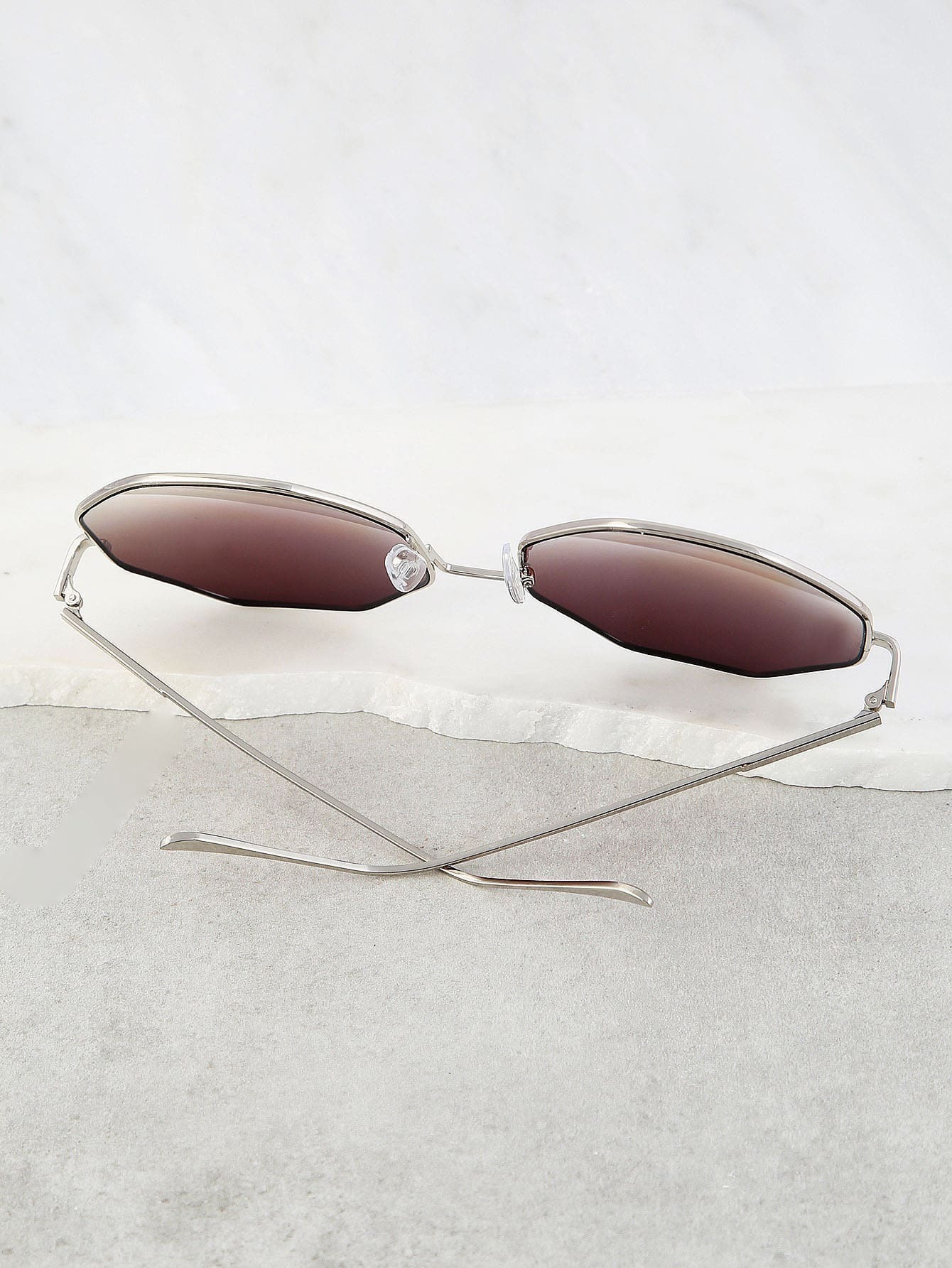 Octagonal Irridescent Sunglasses BLUE SheIn(Sheinside)