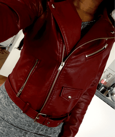 jacket moto faux leather shein buckle hem belt