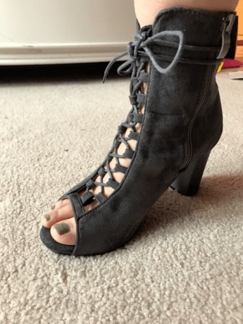 lace up peep toe chunky heels