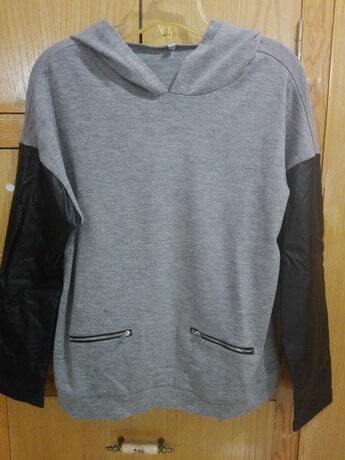 black and grey color block sweater