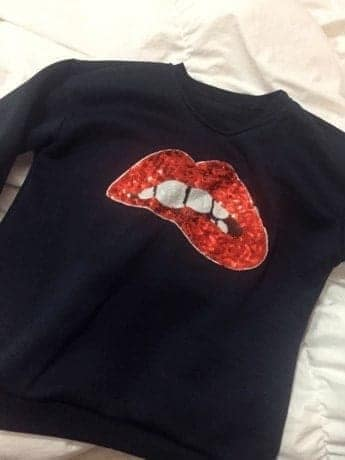 sequin lip sweatshirt
