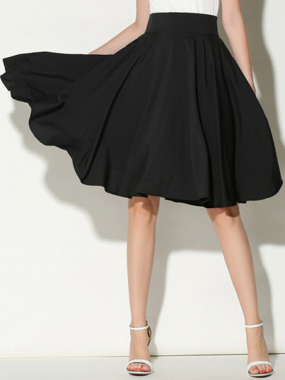 jupe plissée taille haute -Noir