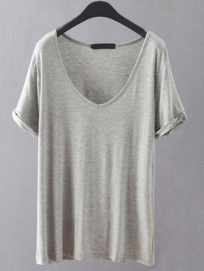 V Neckline Loose T-shirt