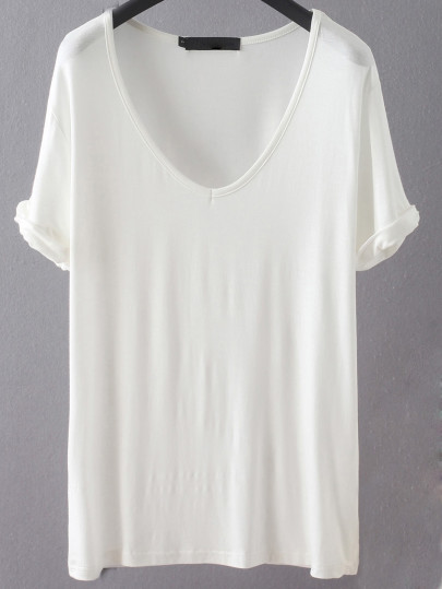V Neckline Loose T-shirt