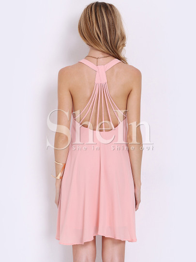 Open Back Pleated Slip Dress
