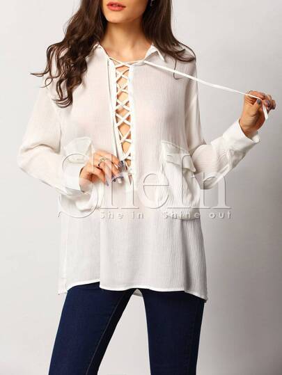 Camicia con allacciatura bianca