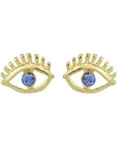 Blue Gemstone Gold Eye Earrings