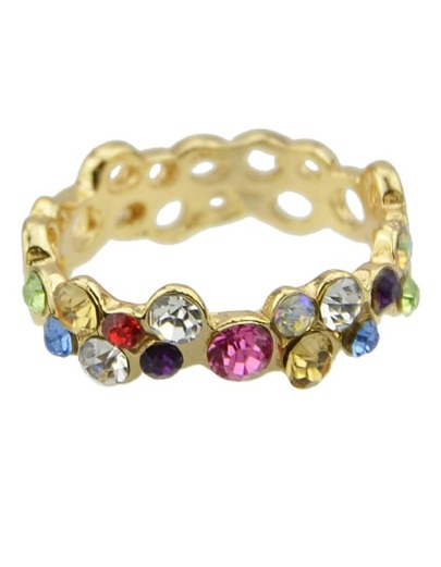 Bague Creusée Ornée De Gemme -Multicolore