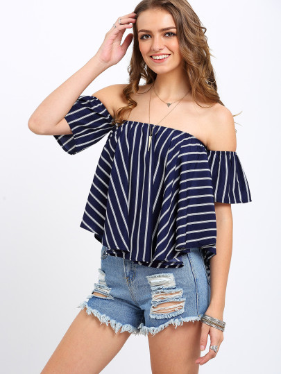 Bardot Contrast Striped Swing Top