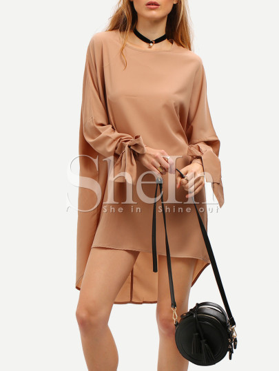 Bow Tie Cuff High Low Dress