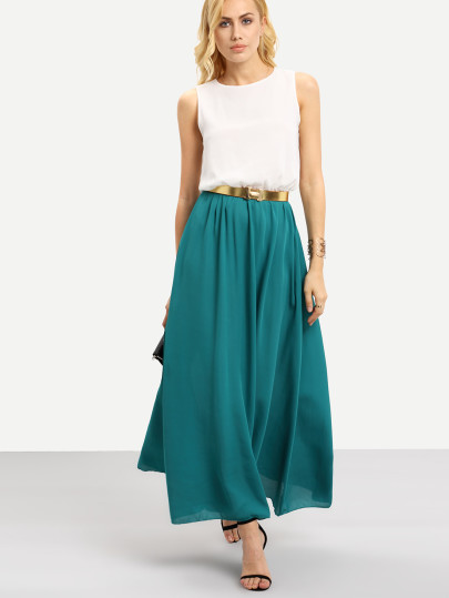 Vestito con cintura blocchi di colore
