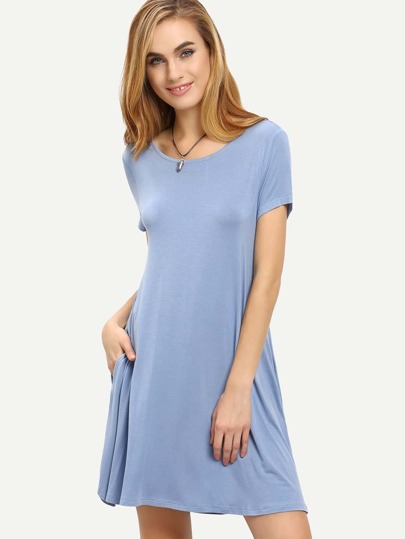 Short Sleeve Pockets Shift Dress
