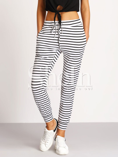 Pantaloni a righe bianche & nere