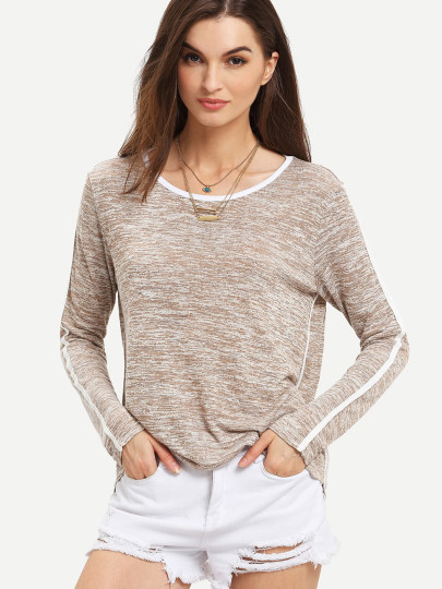 Contrast Trim Slub Tshirt
