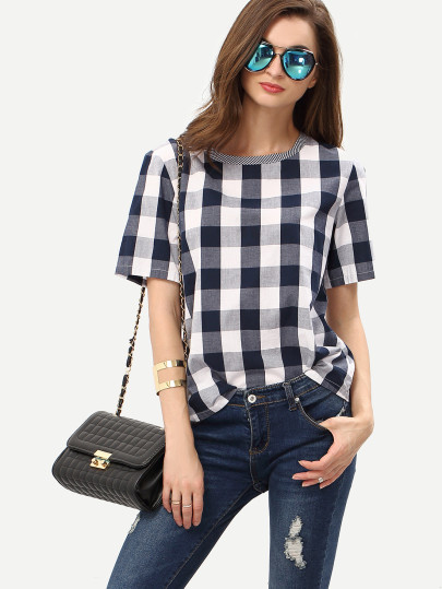 Check Round Neck T-shirt