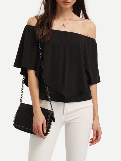 Off The Shoulder Ruffle Trim Blouse