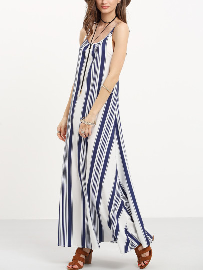 Robe longue à rayures dos nu -multicolore