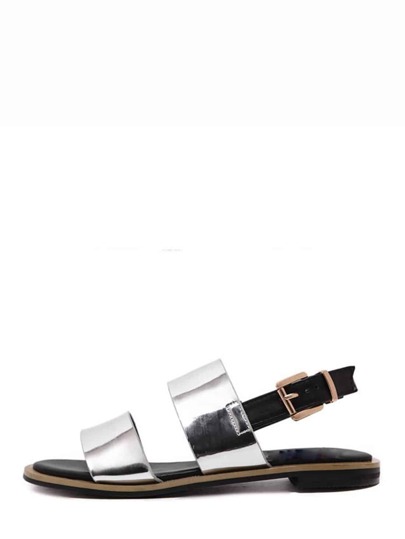 Sandalias metálico abierto -plata
