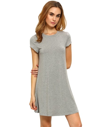 Camiseta de manga corta gris corta vestido de swing