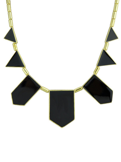 Black Geometric Monogram Necklace