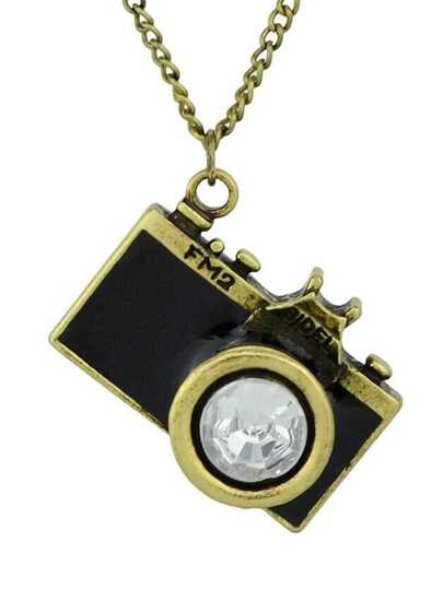 Black Camera Pendant Necklace