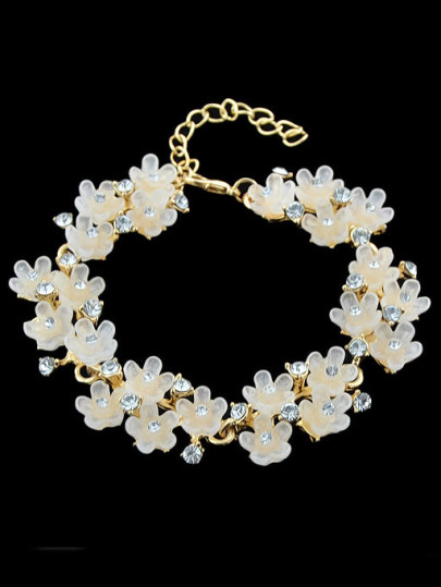 Apricot With Diamond Flower Bracelet