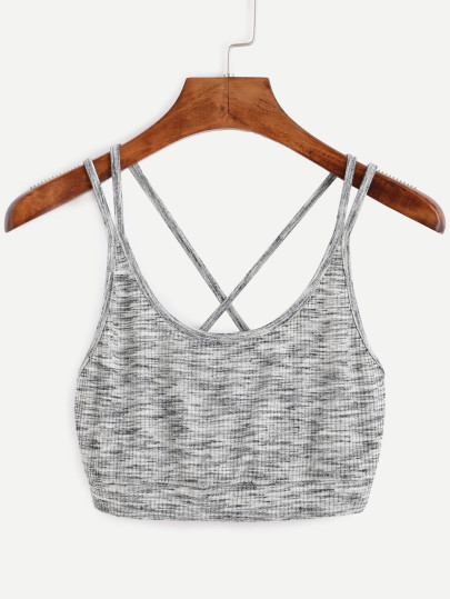 Crop Top Incrociato Scollo U - Grigio