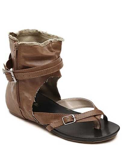 Sandalias tirante con cremallera -kaki