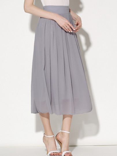 Elastic Waist Chiffon Pleated Skirt