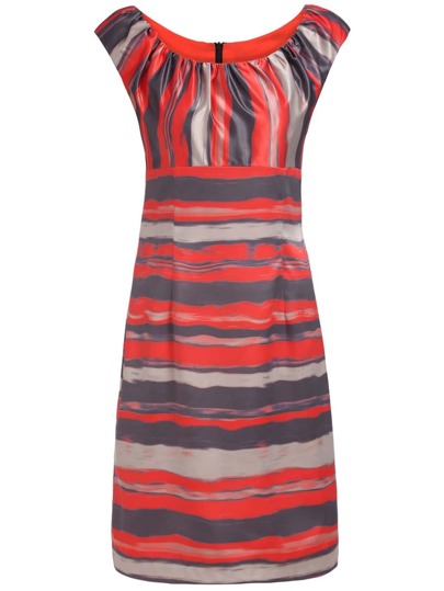 Vestido cuello redondo estampado -multicolor