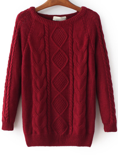 Pull tricoté décontracté - Vin rouge