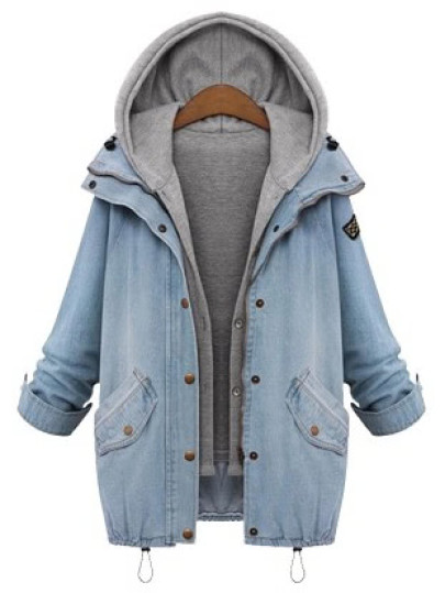 Cappuccio con coulisse Fidanzato Tendenze Jean Swish tasche due pezzi Cappotto