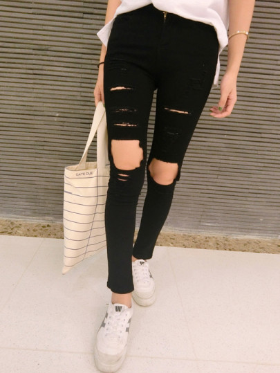 Destroyed Denim Slim Pant